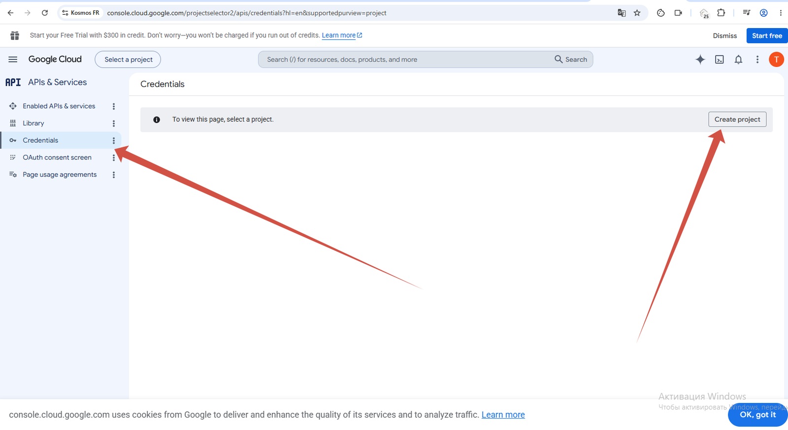 Create a project in Google Cloud