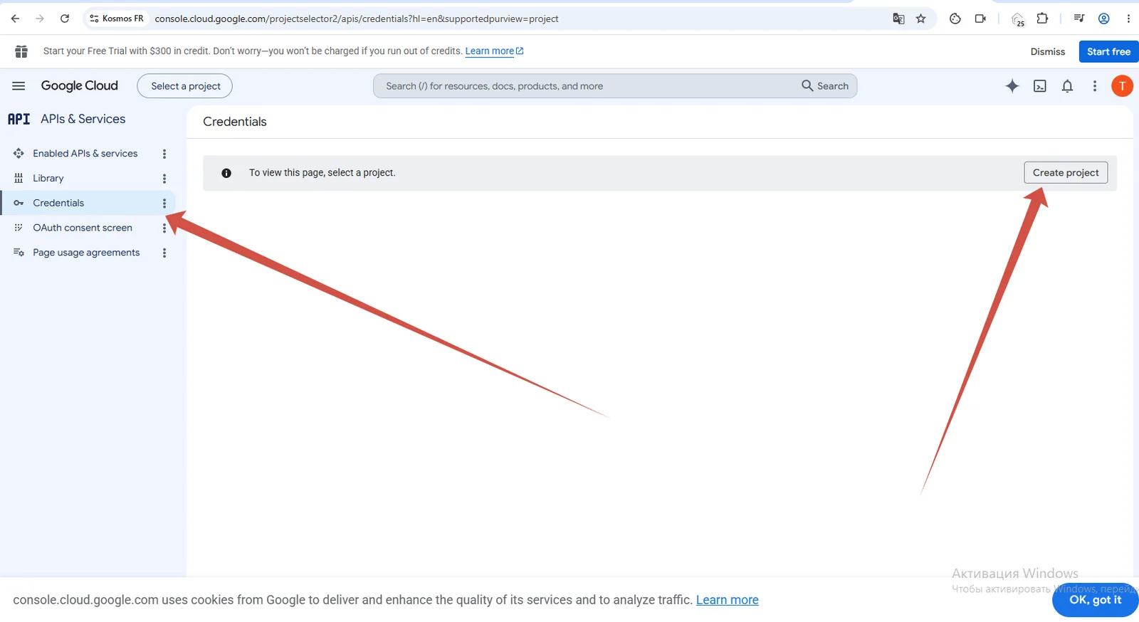 Create a project in Google Cloud