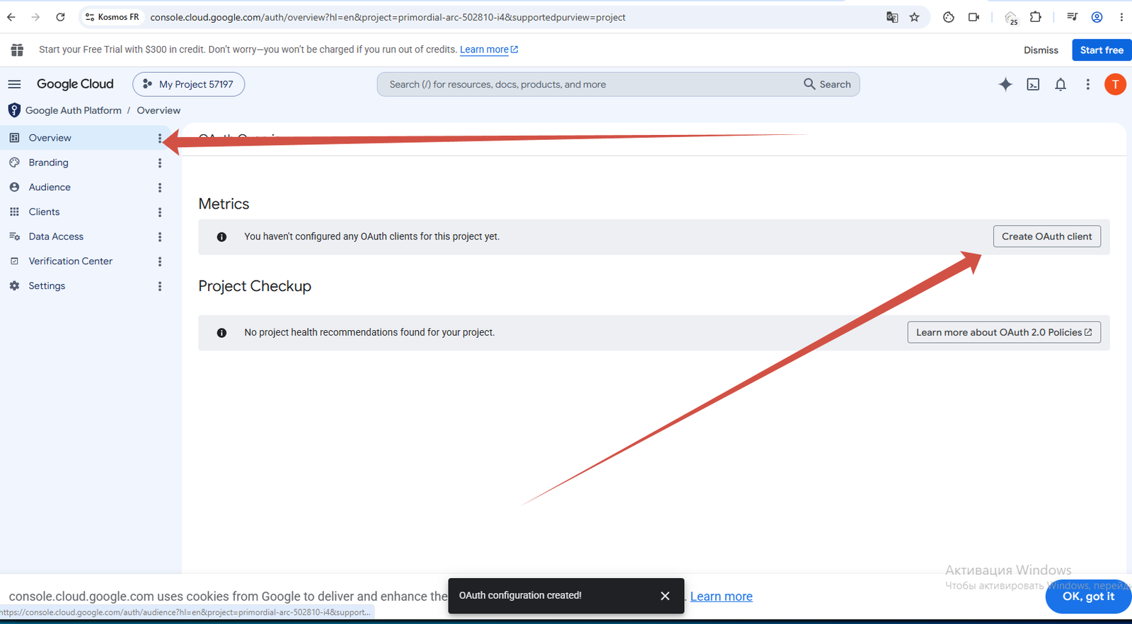 Create the OAuth client