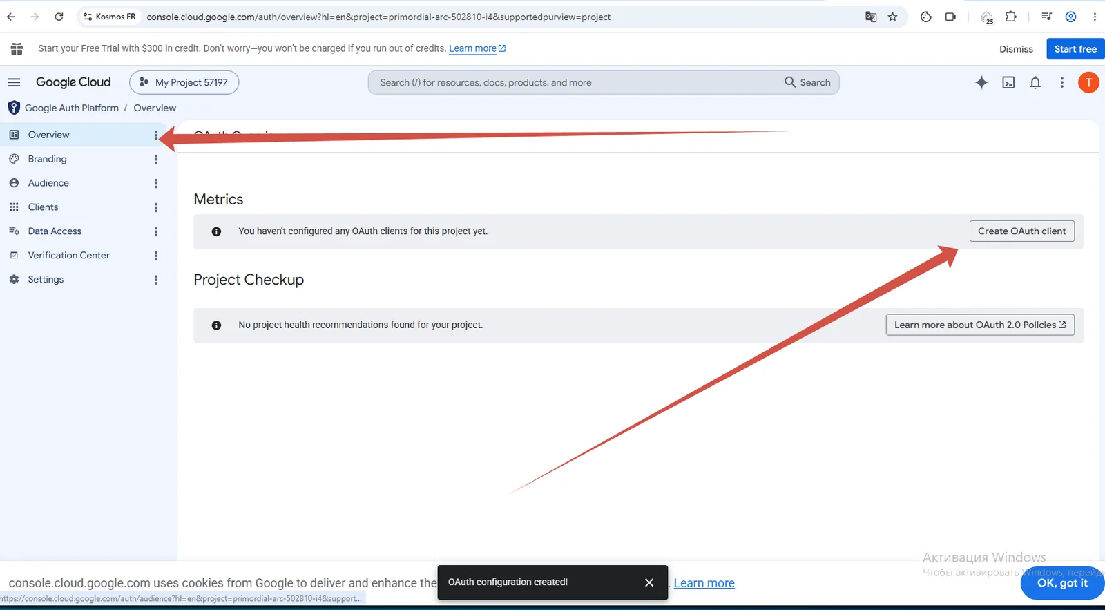 Create the OAuth client