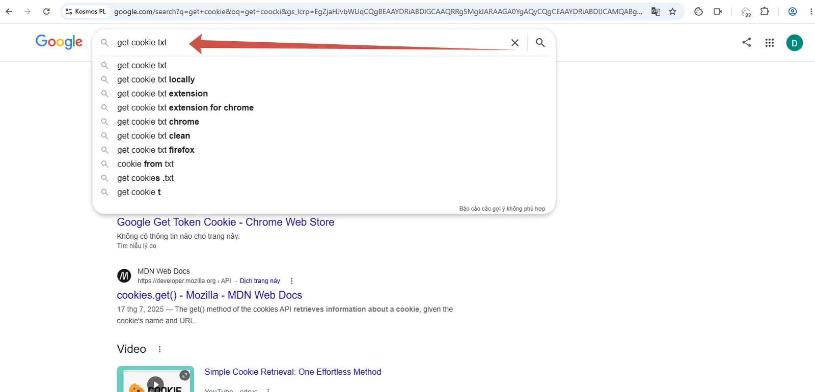 Install the cookies extension
